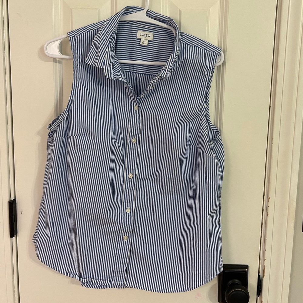 J. Crew Striped Blue and White Button-Up Shirt